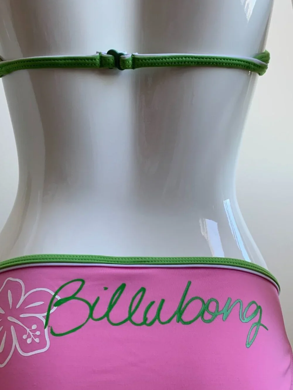 Billabong Girls swimwear pink & green triangle top logo bikini Billi Girls